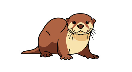 Charming cartoon otter animal isolated on a white background.