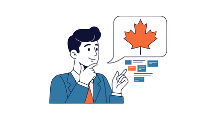 Thoughtful businessman considering opportunities related to Canada.