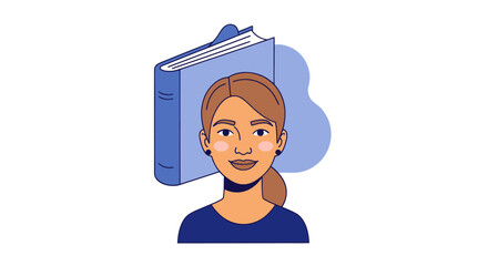 Young woman with a book representing knowledge and education.