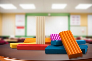 Different colored plasticine Educational games for children.