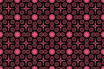 Seamless vector pattern with pink and purple hearts and flowers illustration