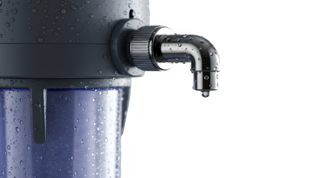 Water filter / dispenser close-up isolated on PNG background.