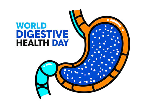 World digestive health day illustration of a stomach isolated on transparent background