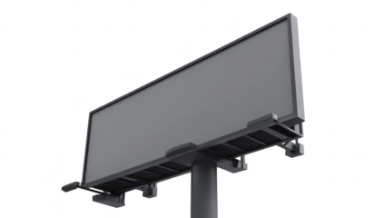 A blank billboard stands tall against a clear sky. its potential for advertising. while the surrounding environment remains unobstructed. emphasizing its visibility and impact