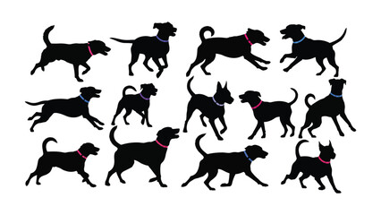 Canine Silhouette Collection: A diverse array of dog silhouettes in various poses, showcasing the elegance and playfulness of our loyal companions.
