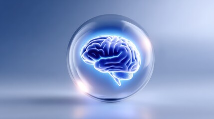 Obraz premium Glowing Brain Inside Transparent Glass Sphere