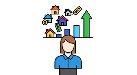 Female Investor Thinking About Real Estate Market Growth.