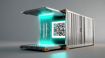 Smart Shipping Container with Glowing QR Code Technology
