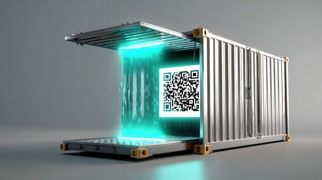 Smart Shipping Container with Glowing QR Code Technology