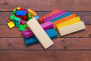 Different colored plasticine Educational games for children.