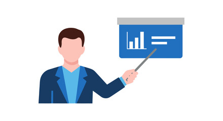 Businessman in a suit giving a professional presentation.