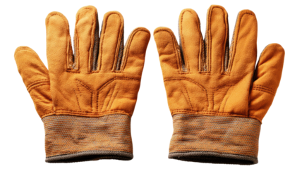 Work gloves protective hand wear durable safety gear construction equipment industrial accessory strong pair isolated on white background