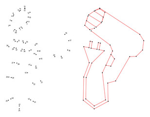 Hair dryer. Connect the dots educational drawing game. Dot to dot by numbers puzzle. Google Font Fira Sans Condensed.