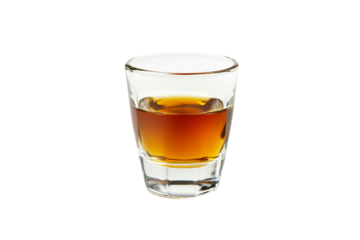Strong espresso shot in small glass isolated on transparent background