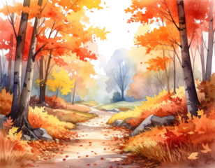 Colorful autumn leaves and acorns in nature 