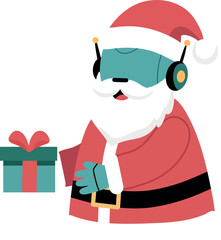 Robot Santa Holding Present