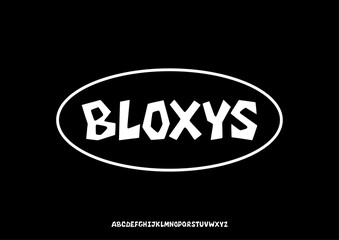 This font features bold, geometric letters with playful irregular cuts, creating a strong and energetic look. Its unique style makes it perfect for logos, posters, gaming designs, and modern branding.