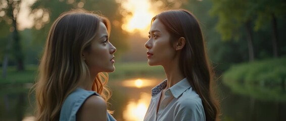 Tranquil Memorial Ceremony: Serene Reflective Imagery of Gratitude and Deep Reflection in Nature - Photo Stock Concept with Empty Space for Text on the Left