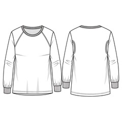 Long Sleeve Crew Neck Top Technical Drawing.