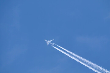 airplane in the blue sky