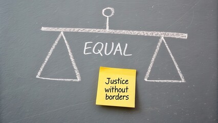 Diagram of Balance with Equal Sign and Justice Without Borders