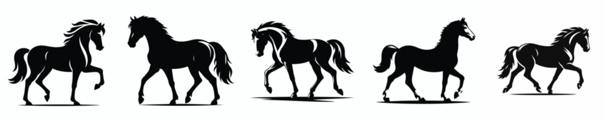 vector black and white silhouette of a horse