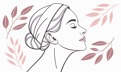 Vector illustration of a young woman with sleek straight hair