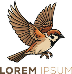 Flying Sparrow Bird Mascot Logo Design