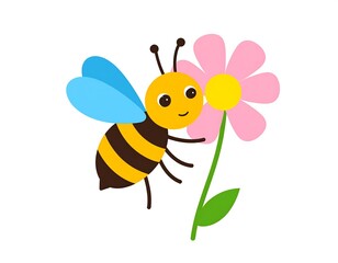 Cute bee and flower illustration