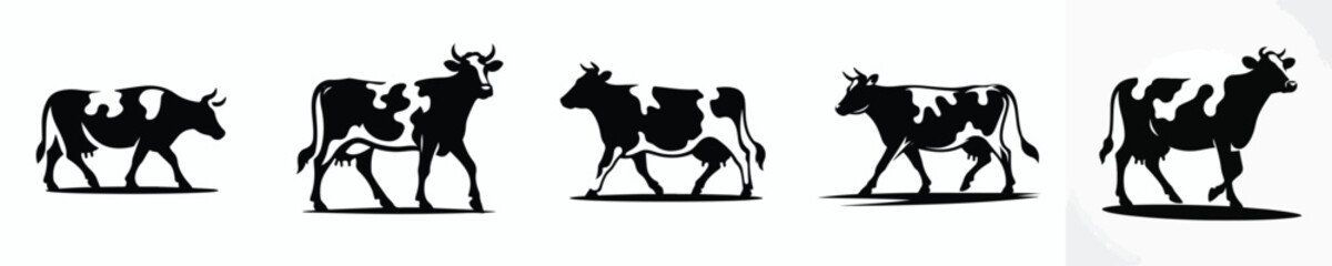 black and white silhouette vector of a cow