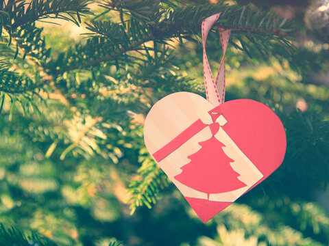 Typical danish christmas decoration made of paper, shallow depth of field