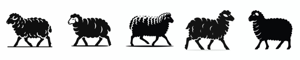 vector black and white silhouette of a sheep