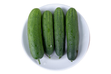 Fresh cucumber lined up neatly on plate, looking so crisp and inviting