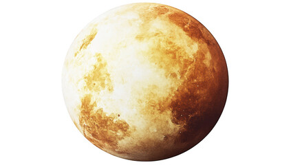 A stunning and detailed view of a celestial body. its rugged surface and color variations. set against a stark white background. ideal for educational and astronomical contexts