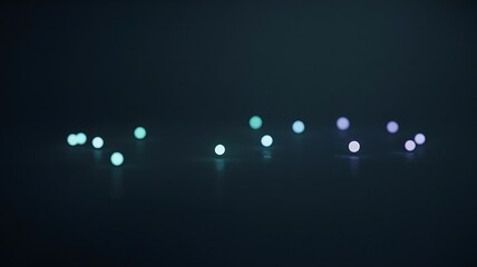 Glowing spheres scattered across dark surface lights