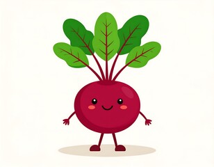 Cute beetroot character with leaves