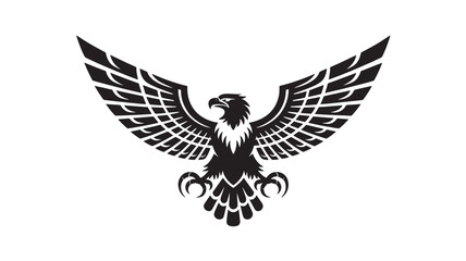 Eagle with outstretched wings a black and white vector illustration suitable for logos and graphic design