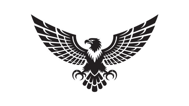 Eagle with outstretched wings a black and white vector illustration suitable for logos and graphic design