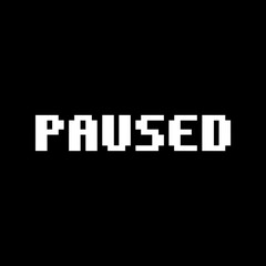Retro pixelated PAUSED text for gaming or media