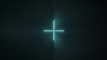 Glowing cyan cross shape neon