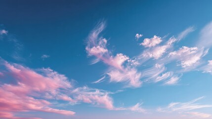 Serene Sky with Soft Pink and White Clouds at Dusk