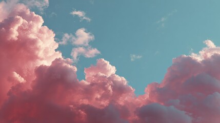 Beautiful Pink Clouds with Blue Sky in a Tranquil Nature Scene
