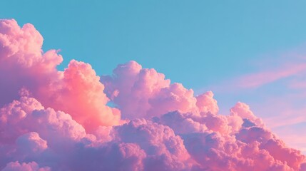 Pink and Purple Clouds in a Bright Blue Sky at Sunset