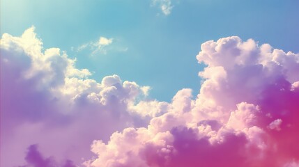 Serene Sky with Colorful Clouds at Dawn in Pastel Shades