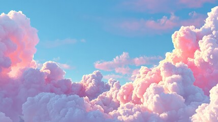 Beautiful Soft Pink Clouds under a Blue Sky at Sunset