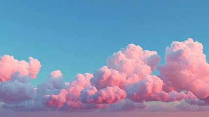Soft Pink Clouds Against a Clear Blue Sky at Sunset