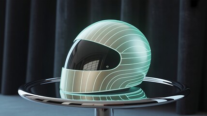 Futuristic helmet with glowing lines racing protective gear