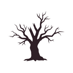 Silhouette of a bare gnarled tree with intricate branches