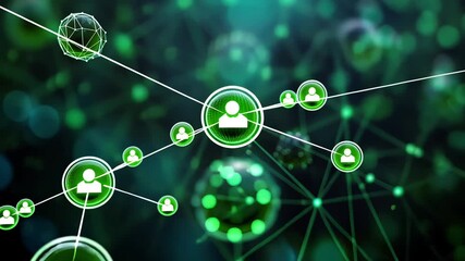 Green connected network communication social connection concept networking technology digital data abstract structure system global individuals - Powered by Adobe