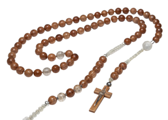 Rosary beads with cross isolated on transparent background